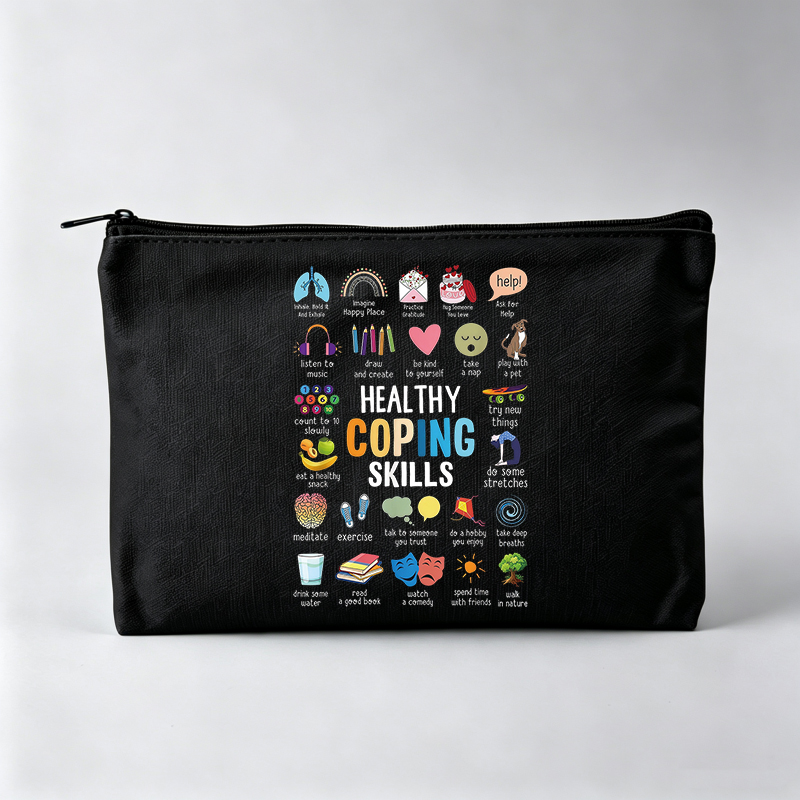Health Wellness Mental Health - Tas Makeup Cetak Tipografi Kesehatan Mental
