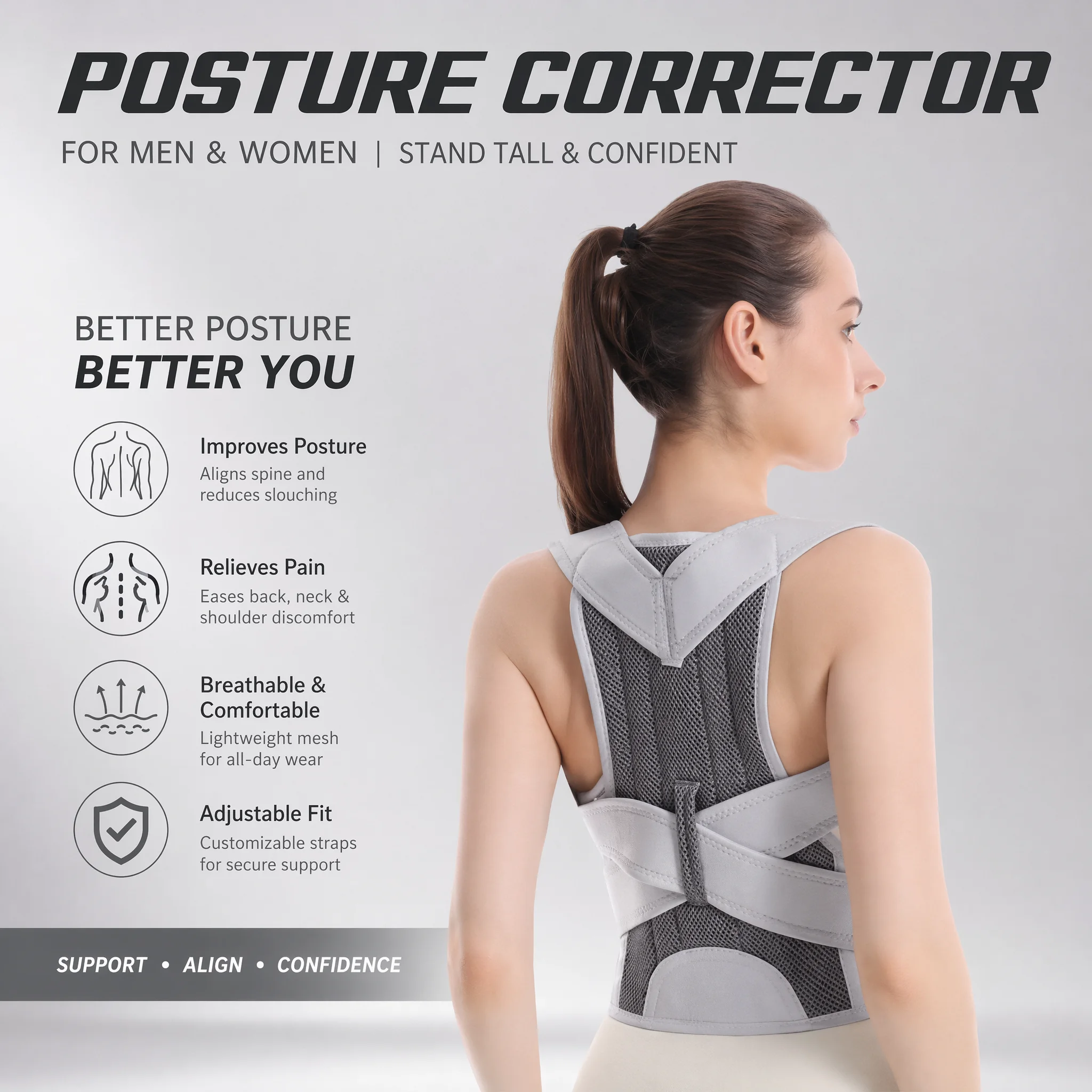 Penyangga Punggung Desain Baru - Posture Corrector Back Brace ulasan dan harga