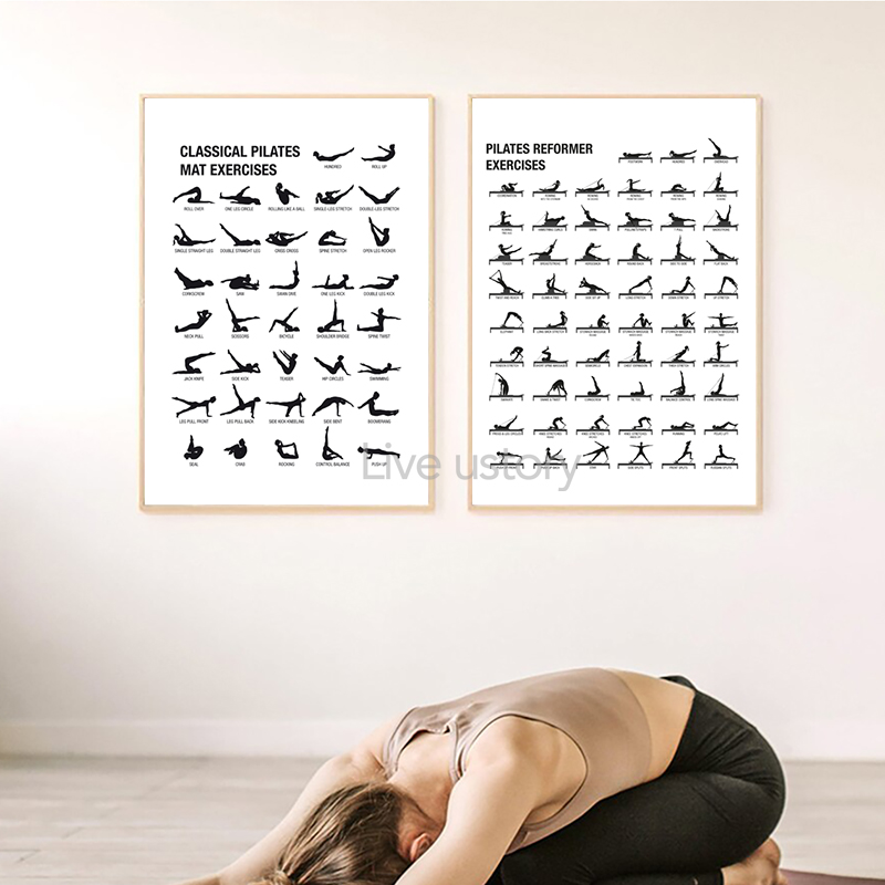 Poster Bagan Latihan Pilates T - Health Wellness Fitness ulasan dan harga